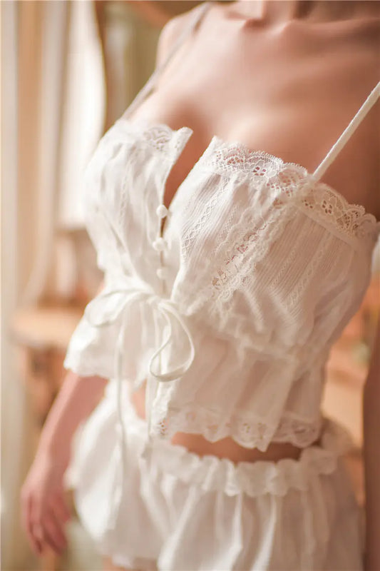 Vintage Court Style Cotton Camisole Nightwear for Women