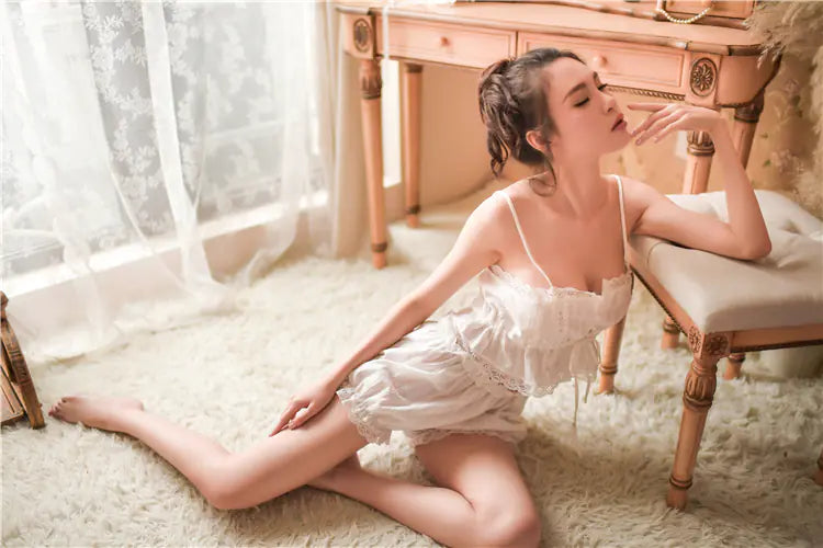 Vintage Court Style Cotton Camisole Nightwear for Women