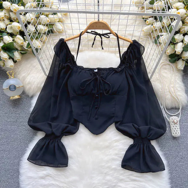 Aesthetic White Blouses for Women - Vintage Casual Tops