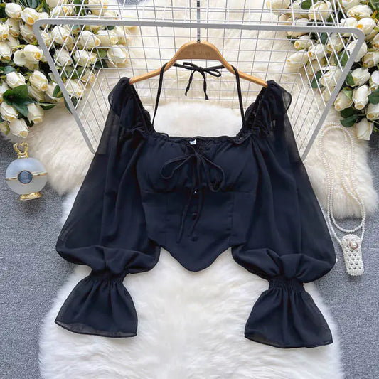 Aesthetic White Blouses for Women - Vintage Casual Tops