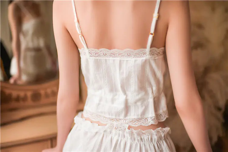 Vintage Court Style Cotton Camisole Nightwear for Women